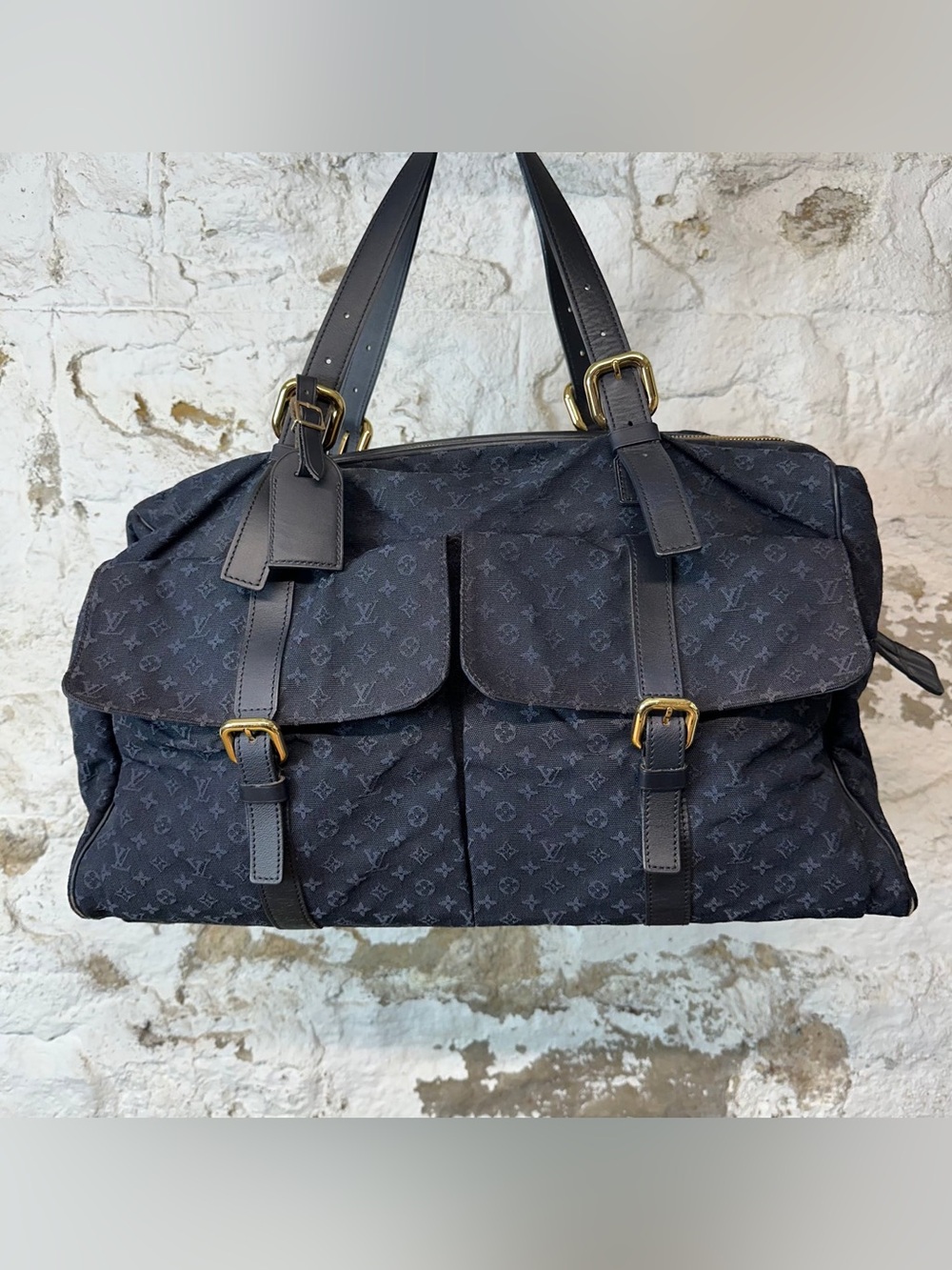 Louis Vuitton Blue Monogram Duffel Bag with Gold Hardware - Picture 9 of 9